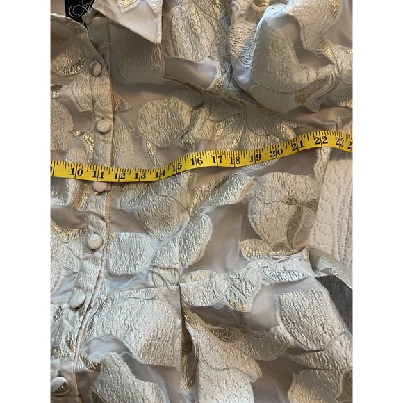 ALEX Evenings Jacquard Gold Mother Of The Bride Dress Gown Point Collar 14 16 - Picture 10 of 16